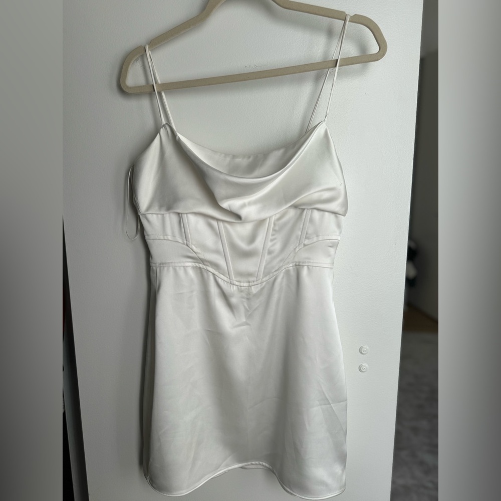 Zara White Satin Mini Bustier Wedding Bride Dress NWT